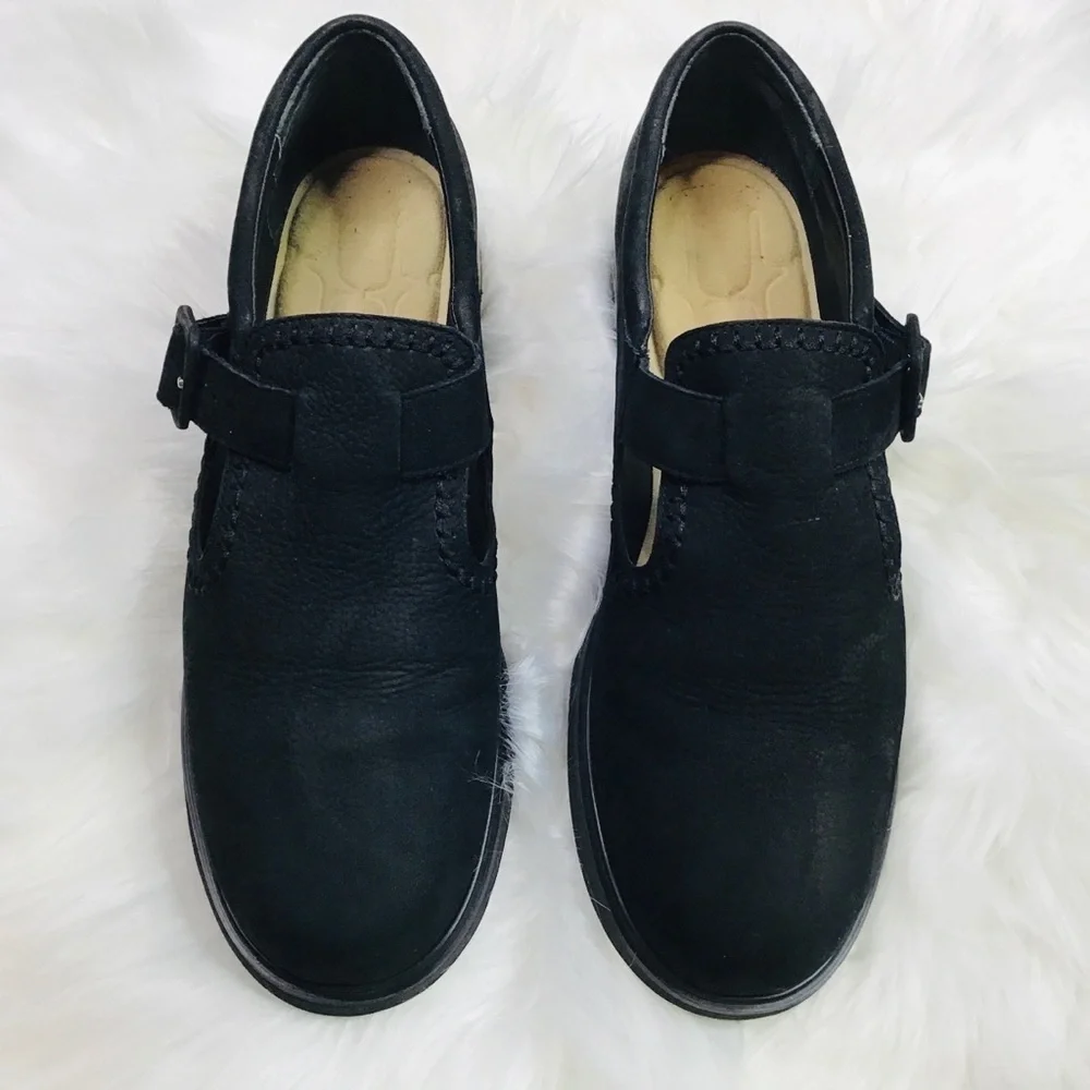 ROCKPORT Size 9 1/2 Mary Jane Loafer Flats Shoes Suede Leather Buckle Black - Picture 3 of 11